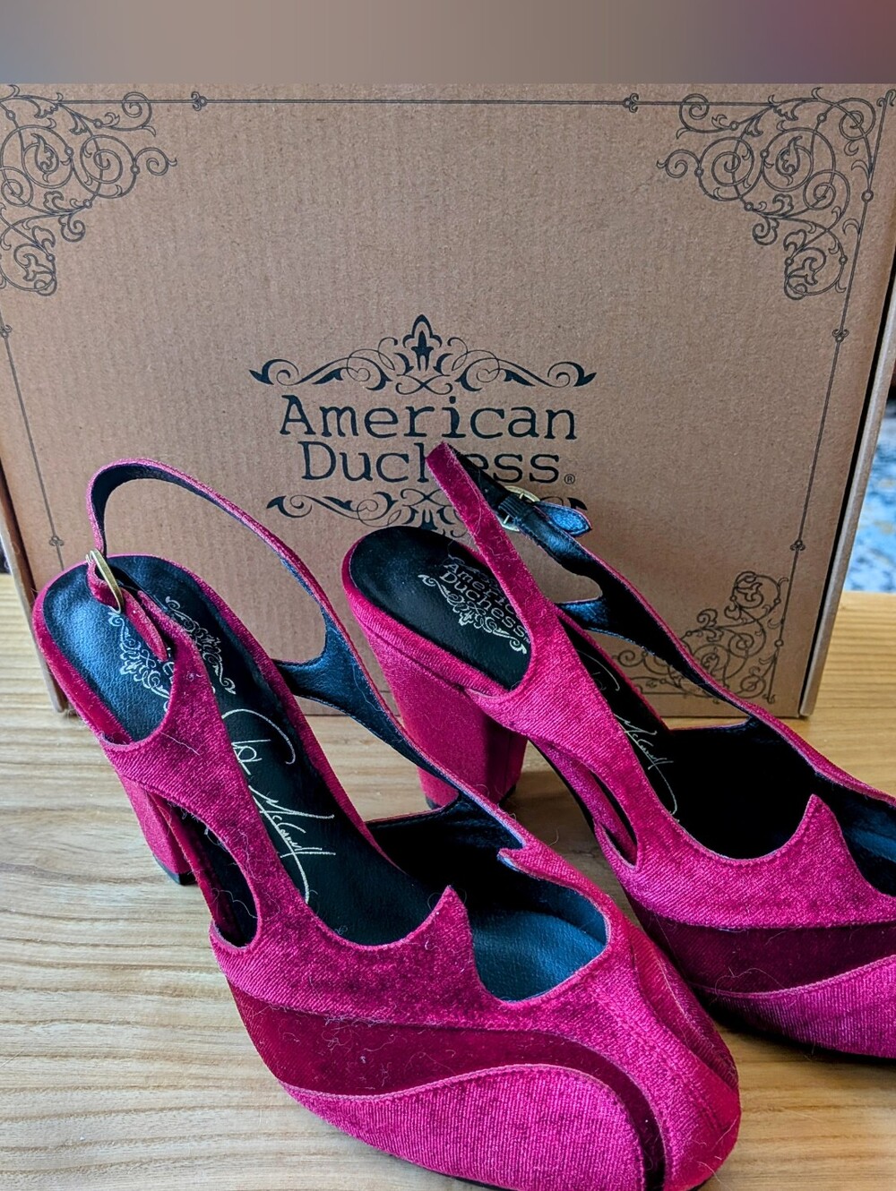 American Duchess x Christine McConnell Kathryn Slingbacks | Aurora Red | Sz 8.5